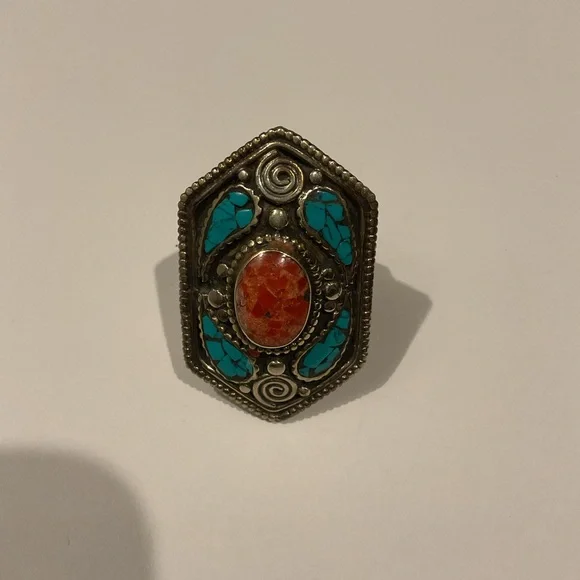 Vintage Men’s Sterling Silver Southwestern Turquoise Ring Jewelry Heavyweight